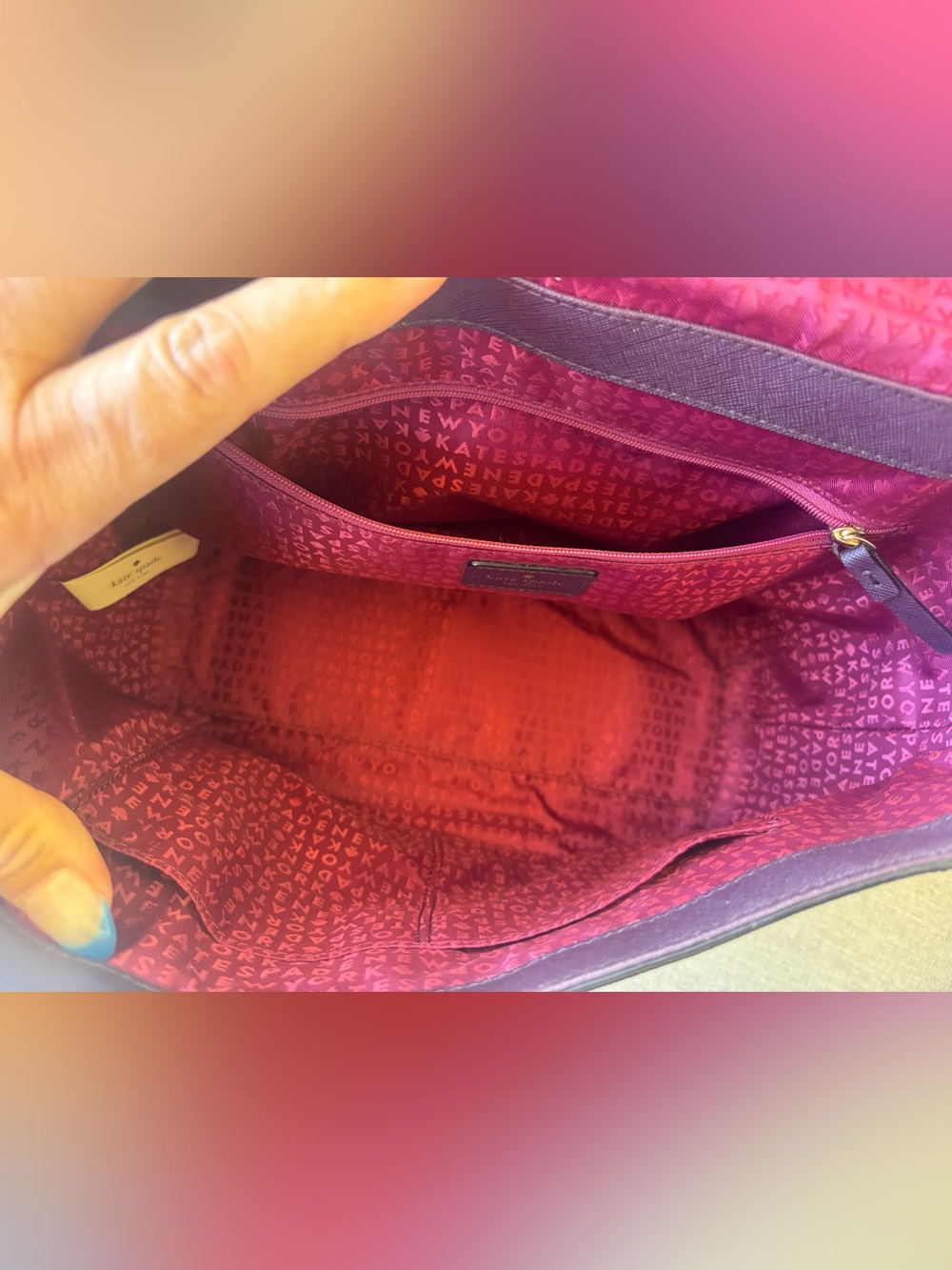 kate spade Plum Leather Top-Handle Satchel with Matching Wallet - Picture 6 of 14